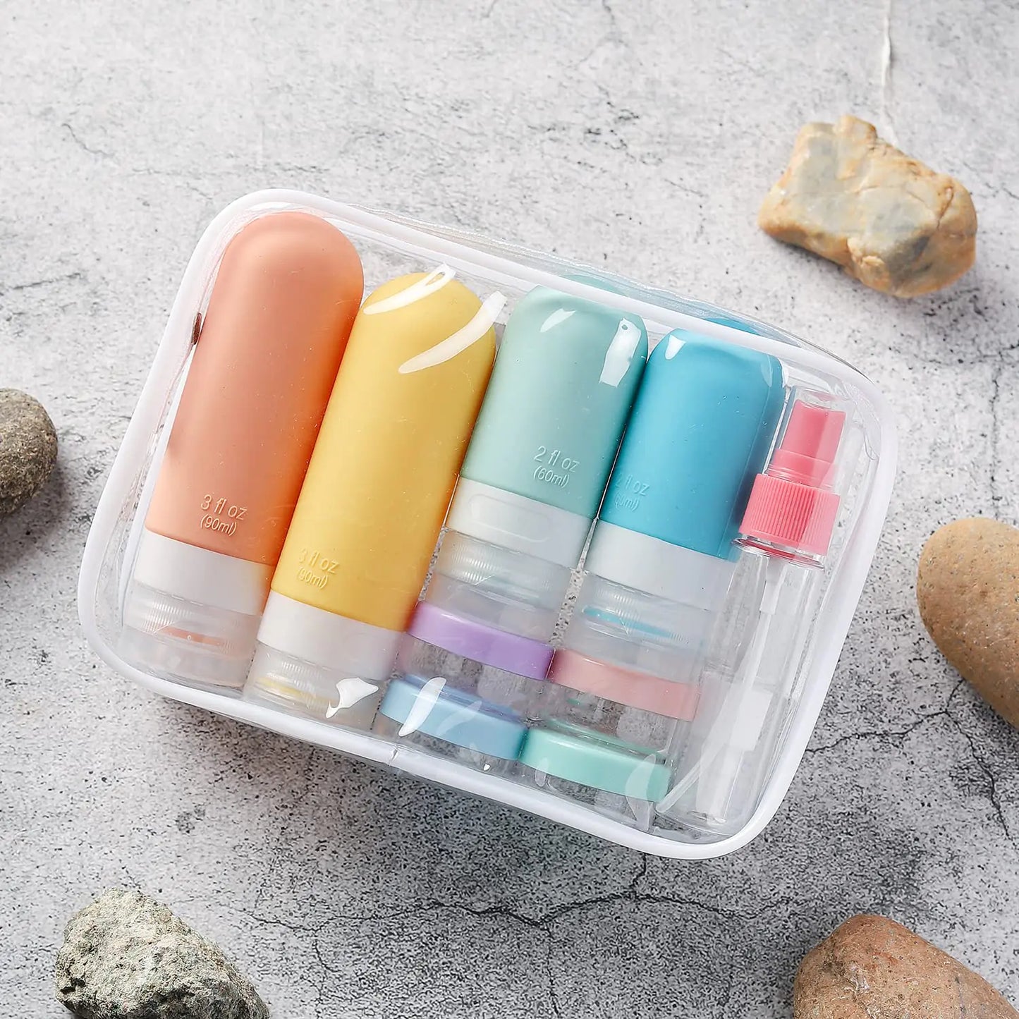 TSA-Approved Reusable Silicone Travel Bottles Set