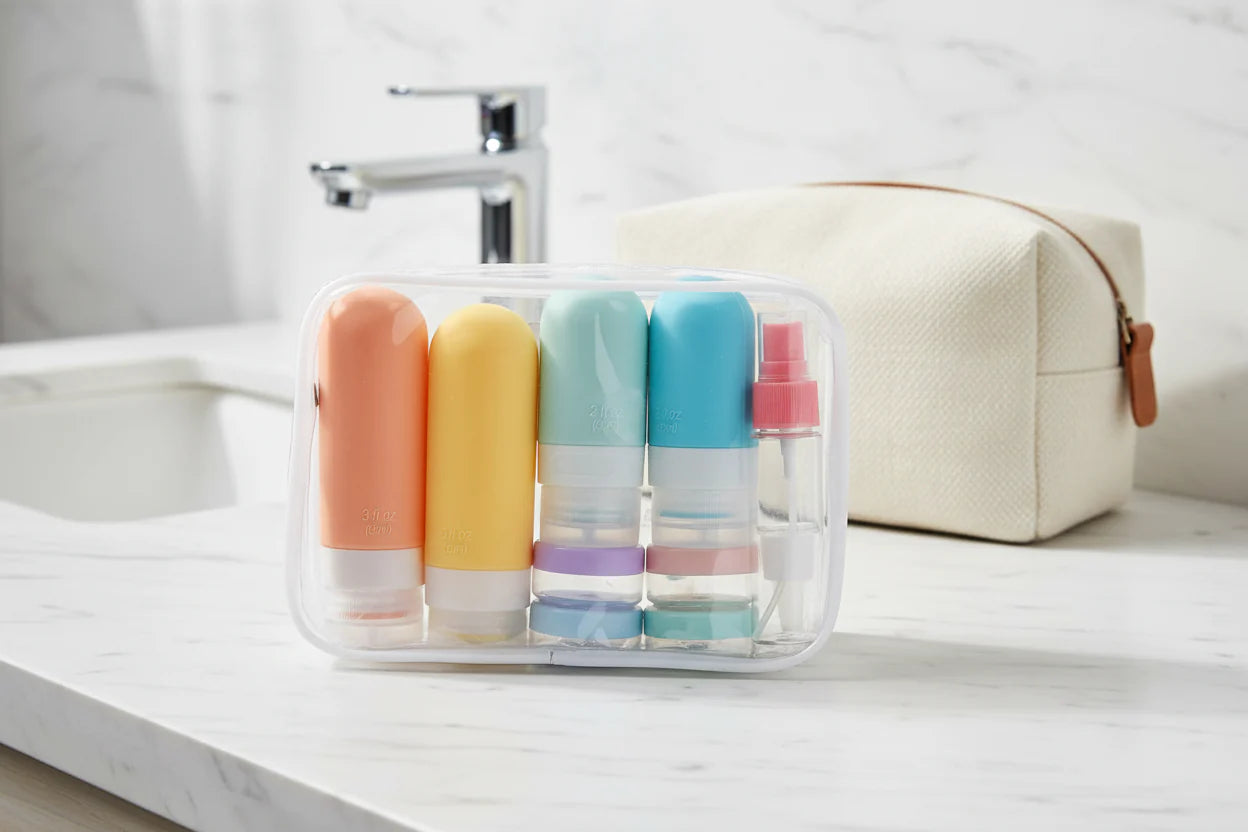 TSA-Approved Reusable Silicone Travel Bottles Set